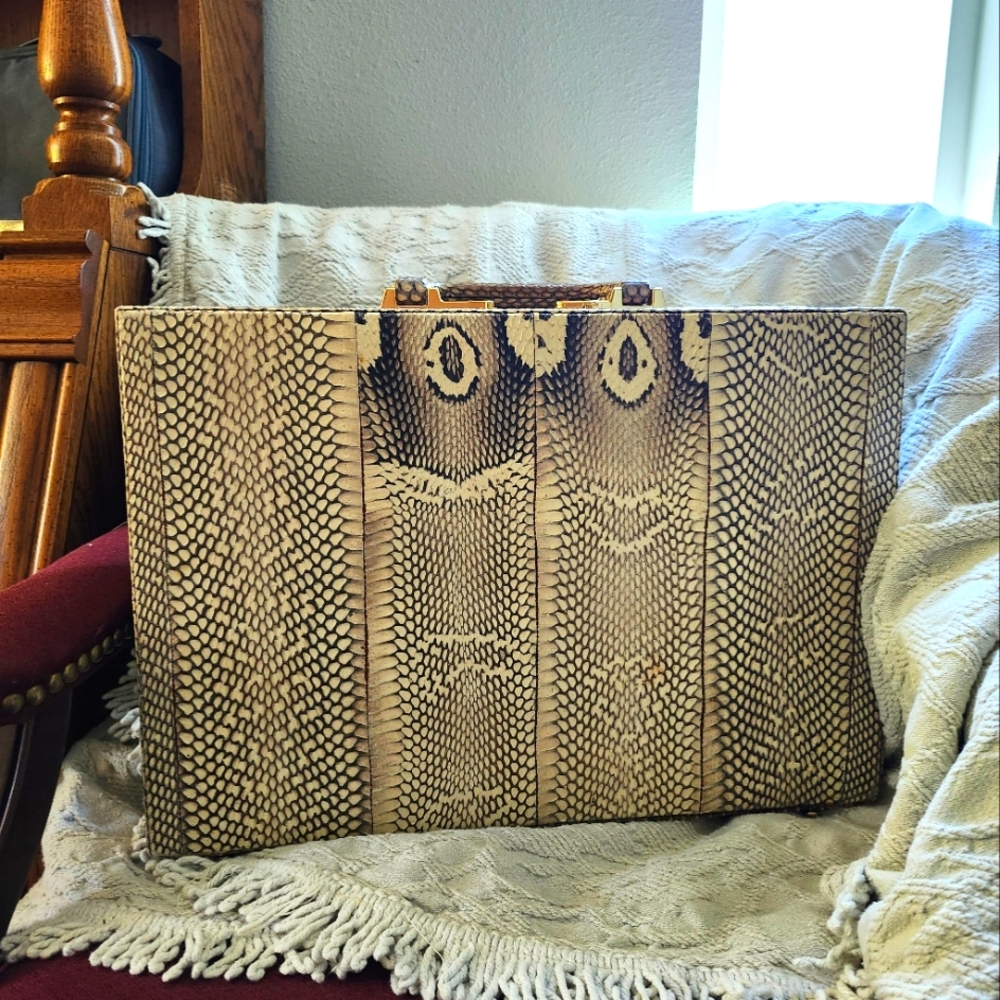 Vintage Rattlesnake Skin Briefcase